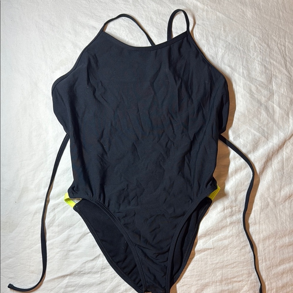 Jolyn practice suit tie back black with side straps